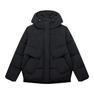 特步羽绒服女款工装2025冬季新款中长款连帽加厚外套运动羽绒服