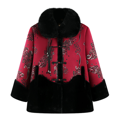 洋气妈妈冬装新中式国风中老年女装奶奶冬季仿皮草大衣加绒厚外套