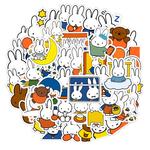 60张米菲Miffy动画片卡通可爱儿童贴纸装饰笔记本头盔相框画手账保温杯电动车滑板行李箱吉他DIY防水鞋柜贴纸