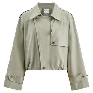 Maison Mood高级感莱赛尔2025秋冬新款设计感时髦茧形短式风衣