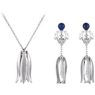 六字真言金刚杵莲花项链耳饰 醍醐金刚VAJRA 天然幸运青金石藏饰