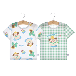宝宝纯棉春夏T恤小童婴儿幼儿短袖上衣夏季薄款男童小孩睡衣儿童
