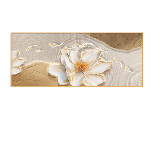 九鱼图客厅装饰画简约奶油风沙发背景墙挂画现代高档大气横版壁画