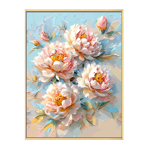 牡丹芍药花卉数字油画diy填充填色手工绘丙烯油彩画装饰画