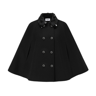 SHRO ENRO2025冬季新款高级千金风A字伞型斗篷毛呢大衣女外套