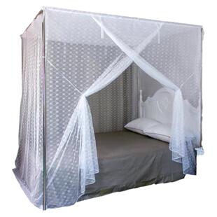 特密梅花蚊帐穿杆绑绳白色布顶单门宿舍单人防蚊家用老式落地纹账