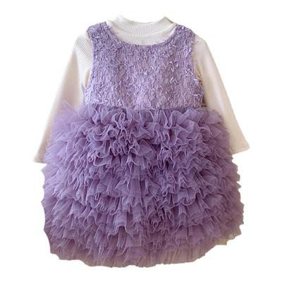 女童秋冬装粉高端蓬蓬生日礼服裙