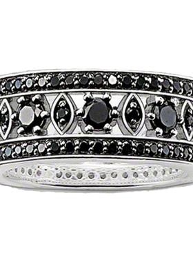 北欧简约菱形情侣戒指925银女生