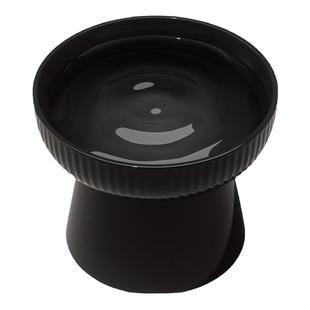 黑色猫碗陶瓷高脚猫碗猫食盆陶瓷猫盆喝水防打翻幼猫狗食盆宠物碗