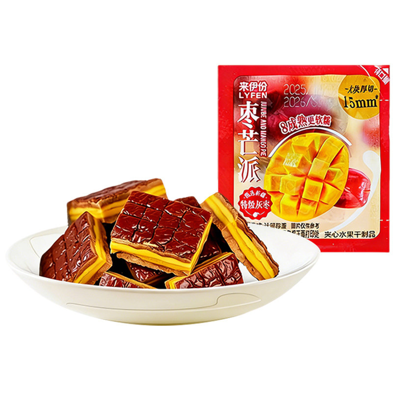 来伊份枣芒派500g红枣夹芒果干果脯蜜饯软糯清甜夹心营养解馋小吃