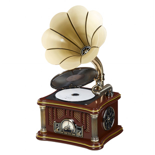 复古留声机cd迷你创意木质欧式老唱机客厅蓝牙音响生日礼物摆件