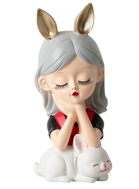 卡通猫猫女孩少女心装饰摆件