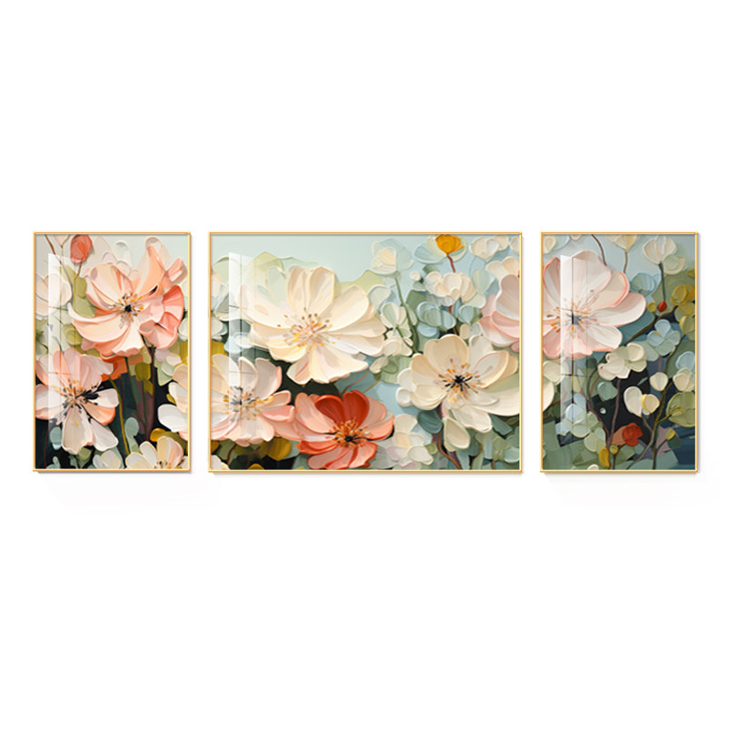 繁花似锦客厅装饰画三联画
