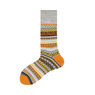 BEEFF “落叶南瓜”Villag民族袜 阿美咔叽复古费尔岛袜 靴袜无骨