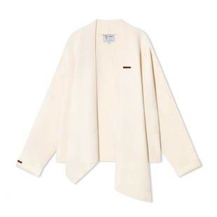 16DEWS官方授权不规则衣摆翻领毛呢斗篷外套摩卡慕斯长款格纹披肩