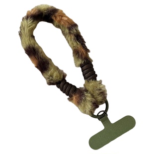 毛绒绒豹纹手机挂绳软乎乎软手感手腕防丢绳挂件秋冬暖手腕带毛茸时尚短款手绳个性辣妹网红挂饰潮包包垫片壳