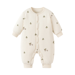 babylove婴儿夹棉连体衣冬季纯棉保暖宝宝哈衣加厚棉服奔向山野