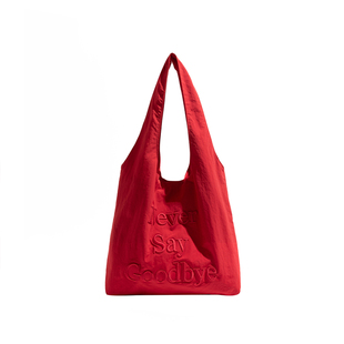 橙子少女韩系字母印花红色包包2026春夏新款手提包小众单肩托特包