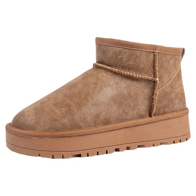 雪地靴女厚底增高2025新款冬周冬雨同款加厚防水皮面百搭防滑棉鞋