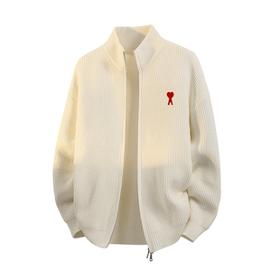 AMI IEPO官方双开拉链毛衣男女秋冬潮牌新款韩版百搭立领开衫外套