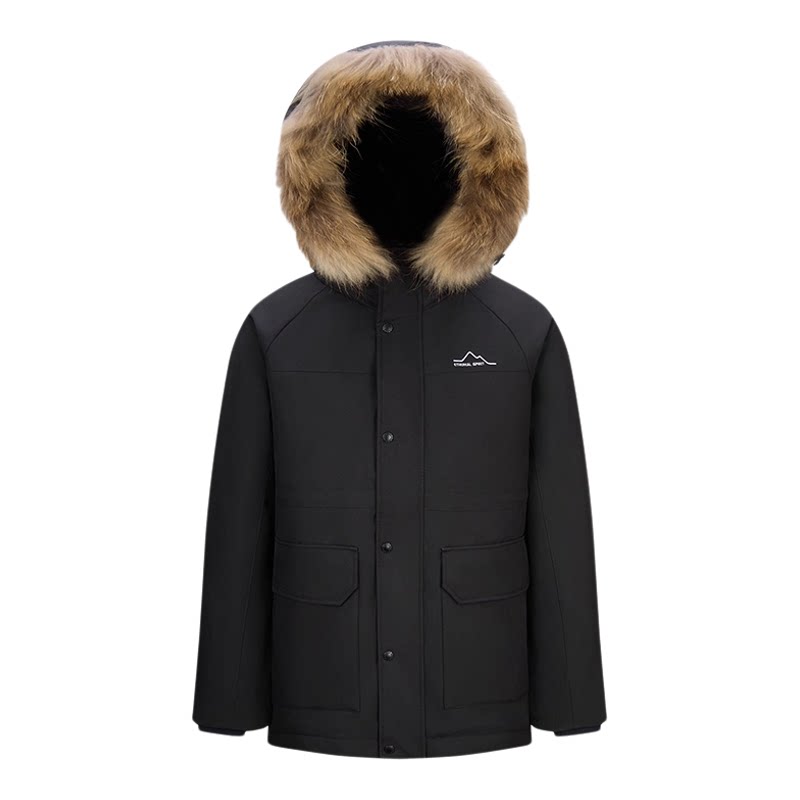 鸭鸭大毛领羽绒服户外登山中长款