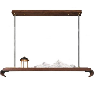 宋氏美学黑胡桃木餐厅吊灯禅意书房休闲茶室个性吧台新中式LED灯