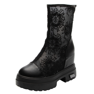 2026年夏季新款内增高10cm网纱短靴女超高跟春秋单靴薄款透气凉靴