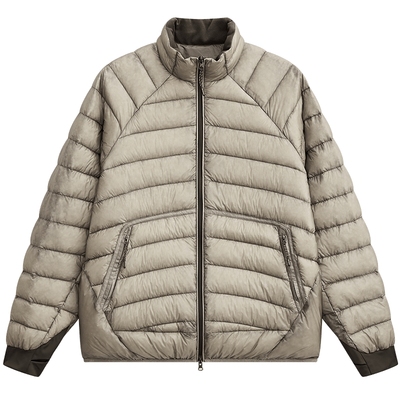 MODE COMMUTER | MC透视防泼水暗格纹复合梭织立领短款排骨羽绒服