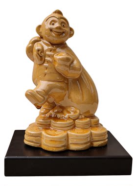 唐三彩陶瓷猴子家居补缺角瓷器猴