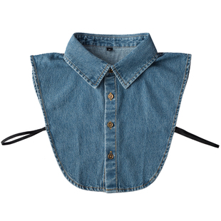 韩版假领子女百搭假领牛仔衬衫假衣领男秋冬毛衣装饰领雪花牛仔领