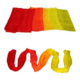 真丝彩绸火焰色黄橙红渐变带棍长绸舞开场舞秧歌舞古典舞彩绸甩绸