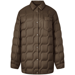 坦博尔秋季新款翻领菱格羽绒服女装短款百搭时髦保暖舒适设计外套