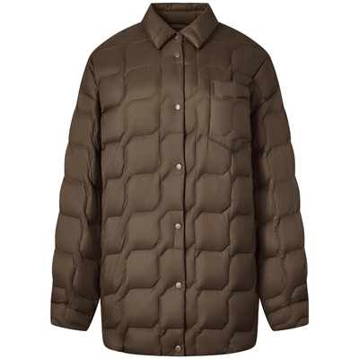 新款翻领菱格羽绒服女