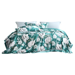 富安娜桑蚕丝四件套丝棉真丝套件四季可用亲肤被套高端床上用品