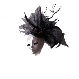 黑色夸张大头纱皇冠发饰摄影舞台表演出模特T台走秀头饰拍照个性