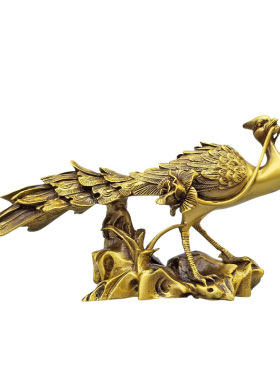 纯黄铜凤凰摆件铜青鸾神鸟