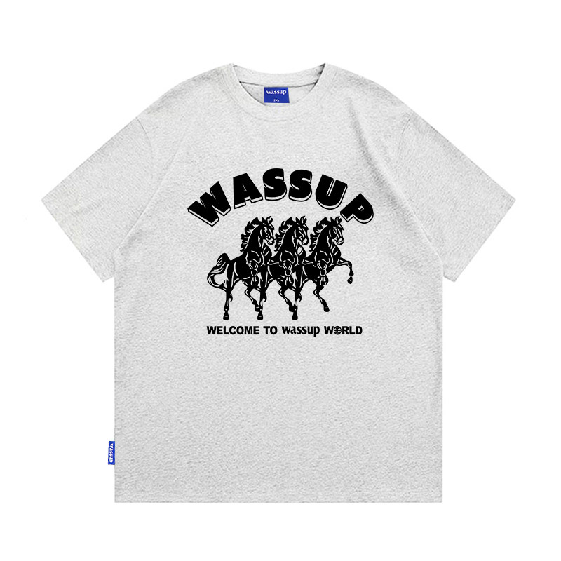 WASSUP美式复古街头小马短袖T恤