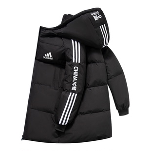 90白鸭绒男款羽绒服情侣中长款过膝宽松加厚保暖冬季新款连帽外套