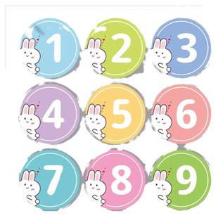 彩色马卡龙号码数字贴纸序号学生书包柜比赛号码牌餐桌储物柜地面编号幼儿园教室座位pvc防水卡通可爱学号贴