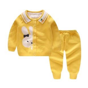 婴幼儿纱衣毛衣外套宝宝针织开衫双层加厚男女儿童毛线衣纯棉秋冬