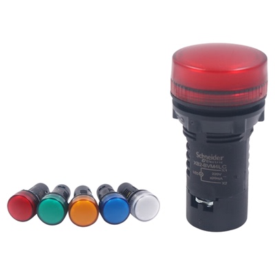 施耐德指示灯LED XB2BVB3LC 22mm电源信号灯24VDC红绿黄蓝AC220V