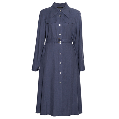 罗衣气质翻领系带收腰衬衫连衣裙