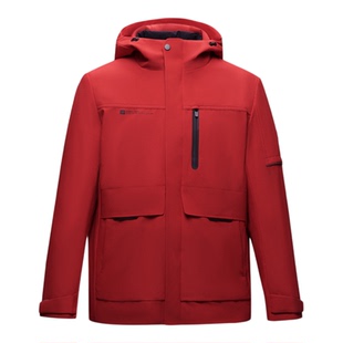 海澜之家加厚户外三合一红色羽绒服男25新款登山三防冲锋衣外套冬