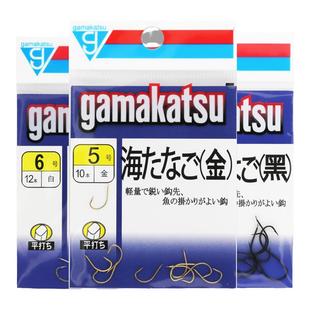 日本伽玛卡兹海夕金黑白gamakatsu锋利有倒刺鱼钩C1UT2轻细条钩易