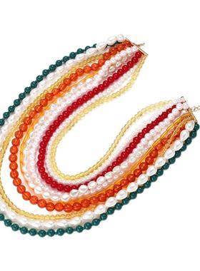 欧美大牌设计感仿珍珠串珠项链