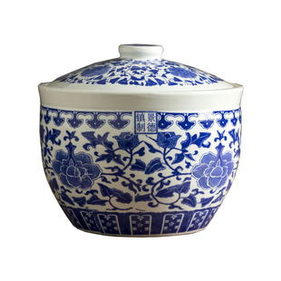 景德镇陶瓷米缸带盖米桶药罐50斤盖罐油罐泡菜坛酒坛青花瓷储物罐