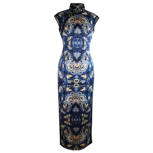 品尚华服真丝优雅老上海中国风春季复古民国改良版中长款旗袍女