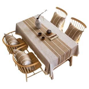 桌布布艺长方形家用棉麻餐桌布盖布复古素雅现代简约茶桌茶几台布