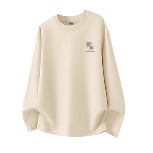 班尼路SK纯棉打底衫男款春季新款圆领宽松长袖上衣韩系简约t恤男A