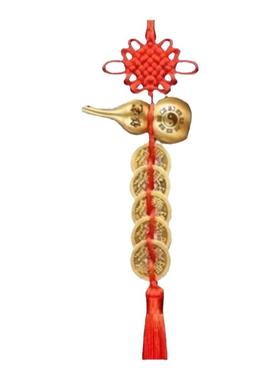 五帝钱门对门铜葫芦真品纯铜摆件大门口卫生间人财两旺吉祥结挂件